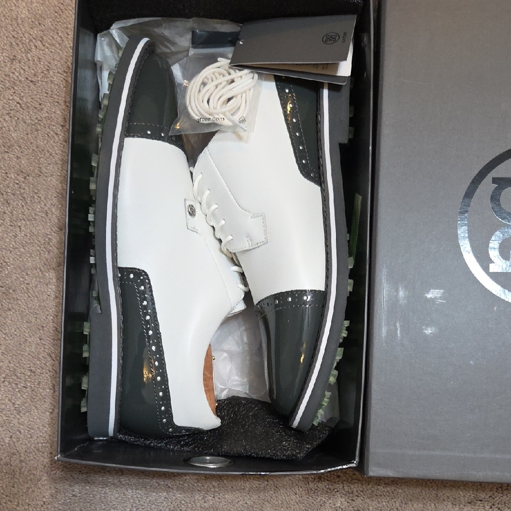 G/FORE Classic White and Gray Oxfords 11.5